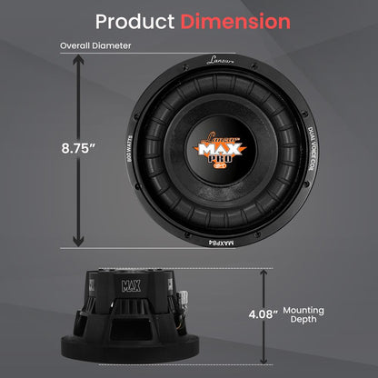 Subwoofer de coche de 8 pulgadas 800W con cono de papel no prensado y bobina de voz de aluminio