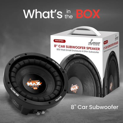 Subwoofer de coche de 8 pulgadas 800W con cono de papel no prensado y bobina de voz de aluminio