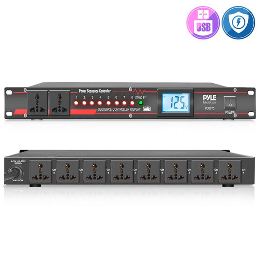 10 Outlet Power Sequencer Conditioner - 2000W LCD Display Rack Mount