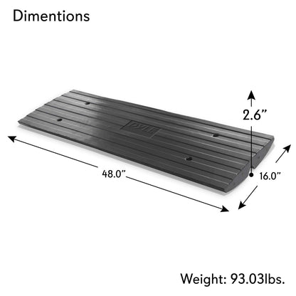 Driveway Curb Ramp - 11000 lb Capacity Heavy Duty Rubber 4 ft Length