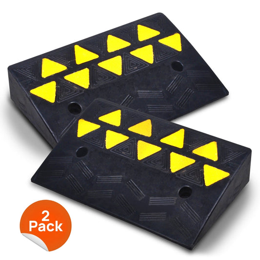 Curbside Driveway Ramp Set Heavy-Duty Rubber Yellow 55000 lbs Capacity