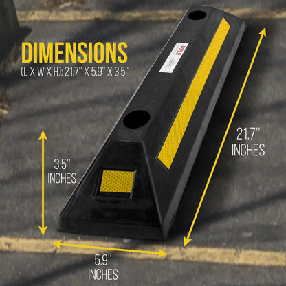 2-Pack Topes de Rueda Resistentes para Estacionamiento de Caucho Reflectante Amarillo