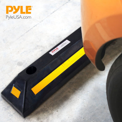 2-Pack Topes de Rueda Resistentes para Estacionamiento de Caucho Reflectante Amarillo