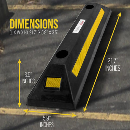 Vehicle Wheel Stop 4-Pack Parking Assistance Reflective Rubber Yellow