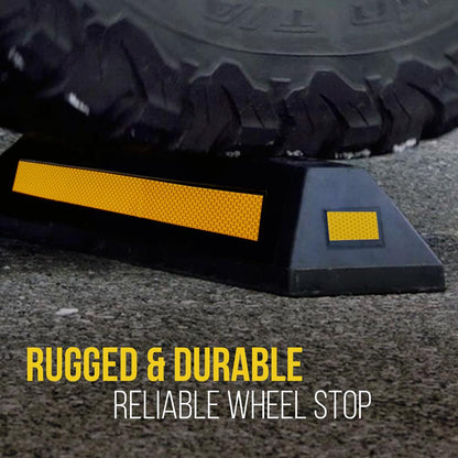 Vehicle Wheel Stop 4-Pack Parking Assistance Reflective Rubber Yellow