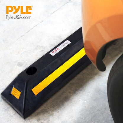 Vehicle Wheel Stop 4-Pack Parking Assistance Reflective Rubber Yellow