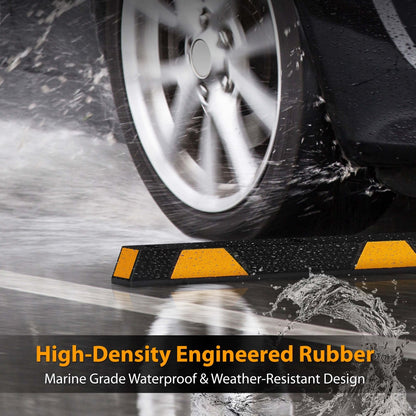 72 Heavy-Duty Rubber Wheel Stops Reflective Strips Pack of 2