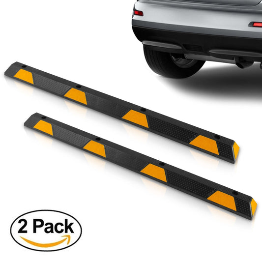 72 Heavy-Duty Rubber Wheel Stops Reflective Strips Pack of 2