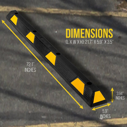 Parking Curb Stopper Protects Bumpers Heavy-Duty Rubber Yellow Strips