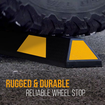 Parking Curb Stopper Protects Bumpers Heavy-Duty Rubber Yellow Strips