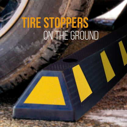 Parking Curb Stopper Protects Bumpers Heavy-Duty Rubber Yellow Strips