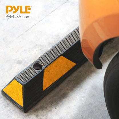 Parking Curb Stopper Protects Bumpers Heavy-Duty Rubber Yellow Strips