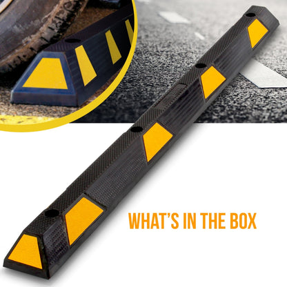 Parking Curb Stopper Protects Bumpers Heavy-Duty Rubber Yellow Strips