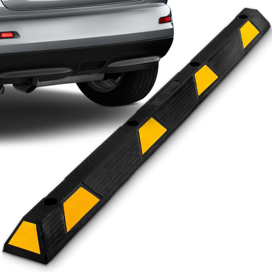 Parking Curb Stopper Protects Bumpers Heavy-Duty Rubber Yellow Strips