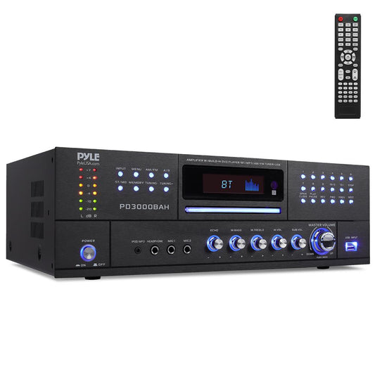 3000W 4-Channel Bluetooth Amplifier - Wireless Streaming HDMI USB Rack Mount