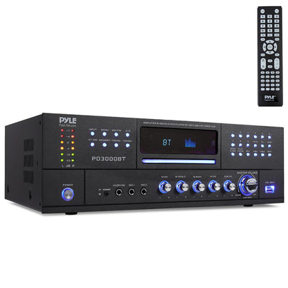 4-Channel Bluetooth Amplifier 3000W Peak CD/DVD Player FM Radio