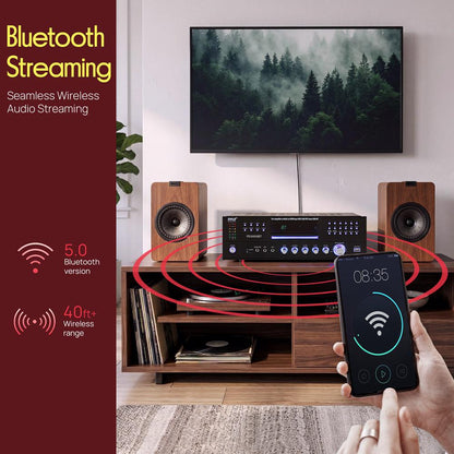 4-Channel Bluetooth Amplifier 3000W Peak CD/DVD Player FM Radio