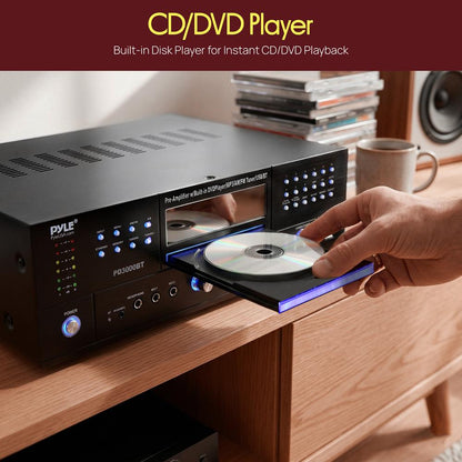 4-Channel Bluetooth Amplifier 3000W Peak CD/DVD Player FM Radio