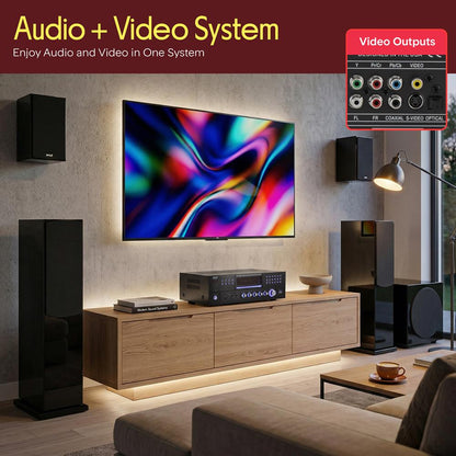 4-Channel Bluetooth Amplifier 3000W Peak CD/DVD Player FM Radio