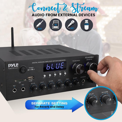 Amplificador Estéreo con Bluetooth Sonido HiFi 300W Panel Metálico