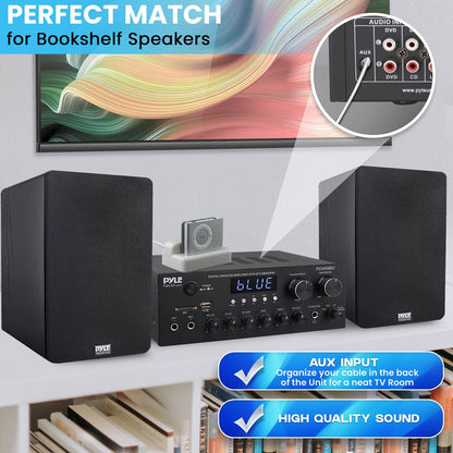 Amplificador Estéreo con Bluetooth Sonido HiFi 300W Panel Metálico