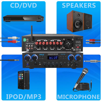 Amplificador de cine en casa Bluetooth 800W, 4 canales, diseño compacto