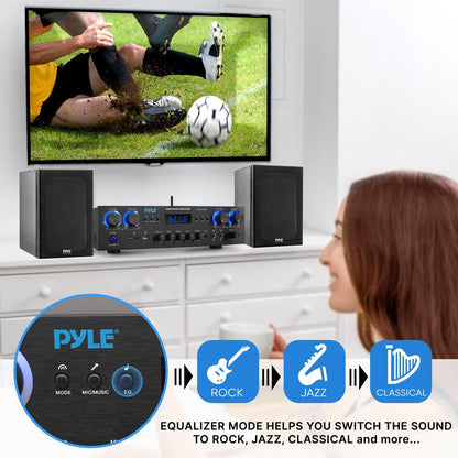 Amplificador de cine en casa Bluetooth 800W, 4 canales, diseño compacto