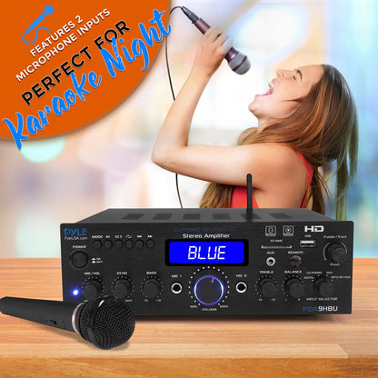 Amplificador estéreo inalámbrico de 200 W con Bluetooth, HDMI, radio FM y pantalla LCD