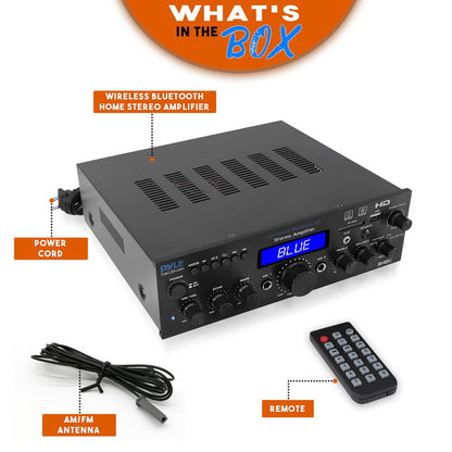 Amplificador estéreo inalámbrico de 200 W con Bluetooth, HDMI, radio FM y pantalla LCD