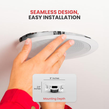 5.25 Ceiling Speakers Pair 2-Way Stereo Flush Mount 150W White