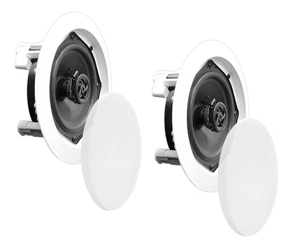Par de altavoces de techo de 6,5 pulgadas, 2 vías, fácil montaje empotrado, blancos