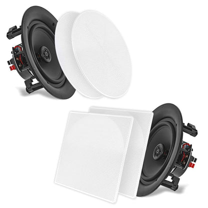 8 Altavoces de Techo/Pared Par 250W Estéreo de 2 Vías Montaje Empotrado