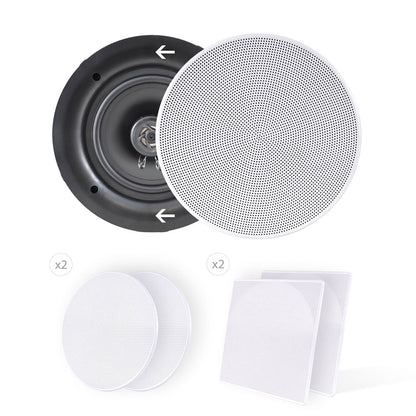 8 Altavoces de Techo/Pared Par 250W Estéreo de 2 Vías Montaje Empotrado