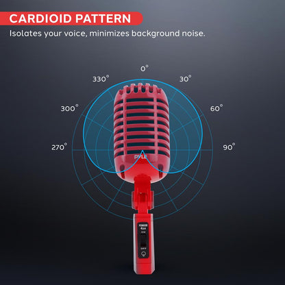 Micrófono Vocal Dinámico Retro - Claridad de Voz - Rojo