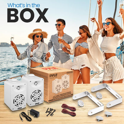 Bluetooth Waterproof Speakers 200W 3.5 2-Way Polymer Tweeter White