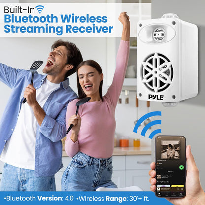 Bluetooth Waterproof Speakers 200W 3.5 2-Way Polymer Tweeter White