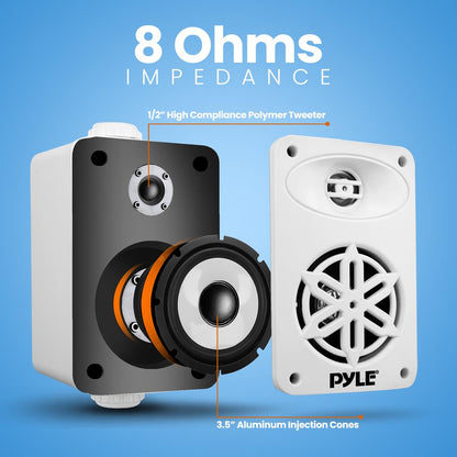 Bluetooth Waterproof Speakers 200W 3.5 2-Way Polymer Tweeter White