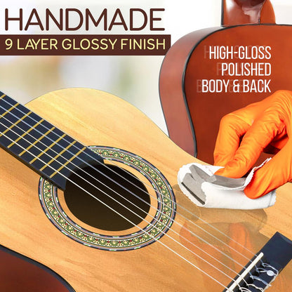 Beginner Acoustic Guitar Kit 1/2 Size All Wood Natural Ash 34
