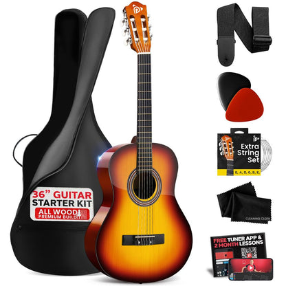 Beginner Acoustic Guitar Kit Beautiful Sound Hand-Crafted Wood Brown Gloss