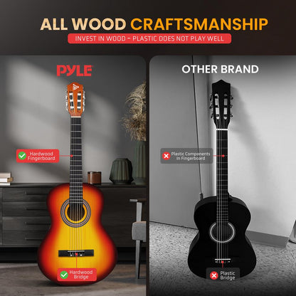 Beginner Acoustic Guitar Kit Beautiful Sound Hand-Crafted Wood Brown Gloss