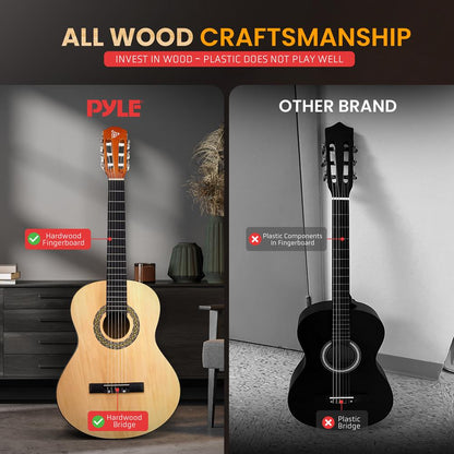 Acoustic Guitar Kit Beginner 3/4 Size All Wood 36 Natural Ash