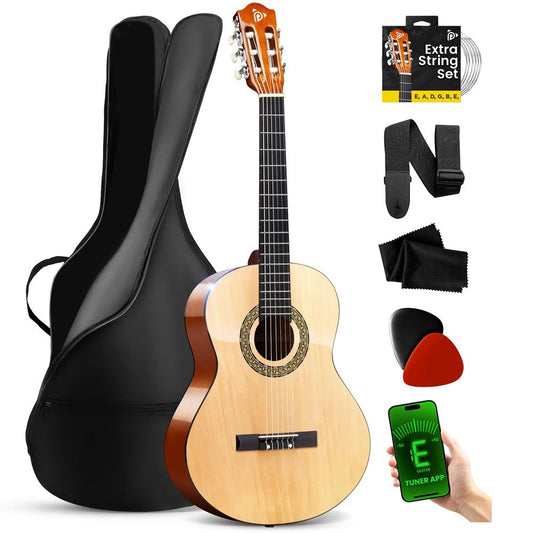 Acoustic Guitar Kit Beginner 3/4 Size All Wood 36 Natural Ash