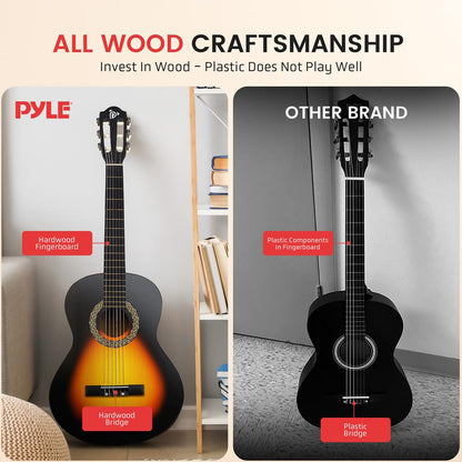 Beginner Acoustic Guitar Kit 39 Wood Sunburst