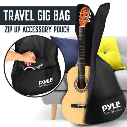 Kit de guitarra acústica, apto para principiantes, todo de madera, 39, fresno natural