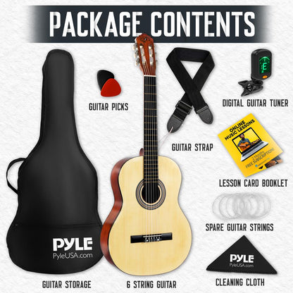 Kit de guitarra acústica, apto para principiantes, todo de madera, 39, fresno natural