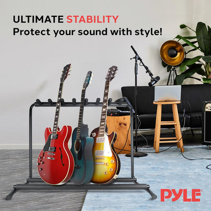 7-Slot Guitar Stand Rack - Safe Steel Frame with Rubber Padding
