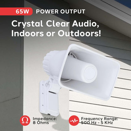 Bocina de megáfono portátil Sonido claro 65W Soporte ajustable
