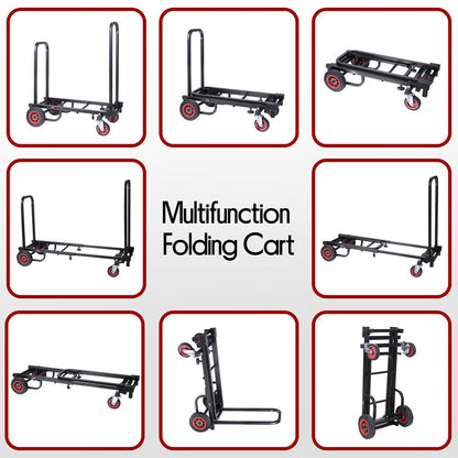 Folding Equipment Cart 8-in-1 Convertible R-Trac Wheels Steel