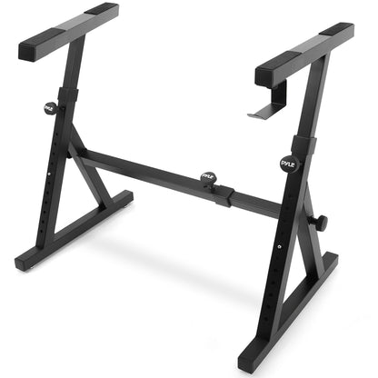Soporte plegable para teclado, diseño en Z estable, acero ajustable, negro