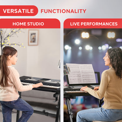 Soporte plegable para teclado, diseño en Z estable, acero ajustable, negro